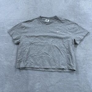Nike Crop Tshirt Women Small Grey White Logo Experience Team Member